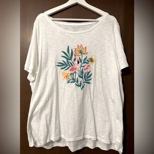 Talbots Embroidered Sequin Flamingo Short Sleeve T-Shirt Size 2X